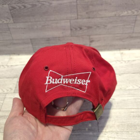 Vintage 90s 1996 Big Bud Shootout Budweiser Adjustable Cap Hat Embroidered Red - Picture 5 of 10